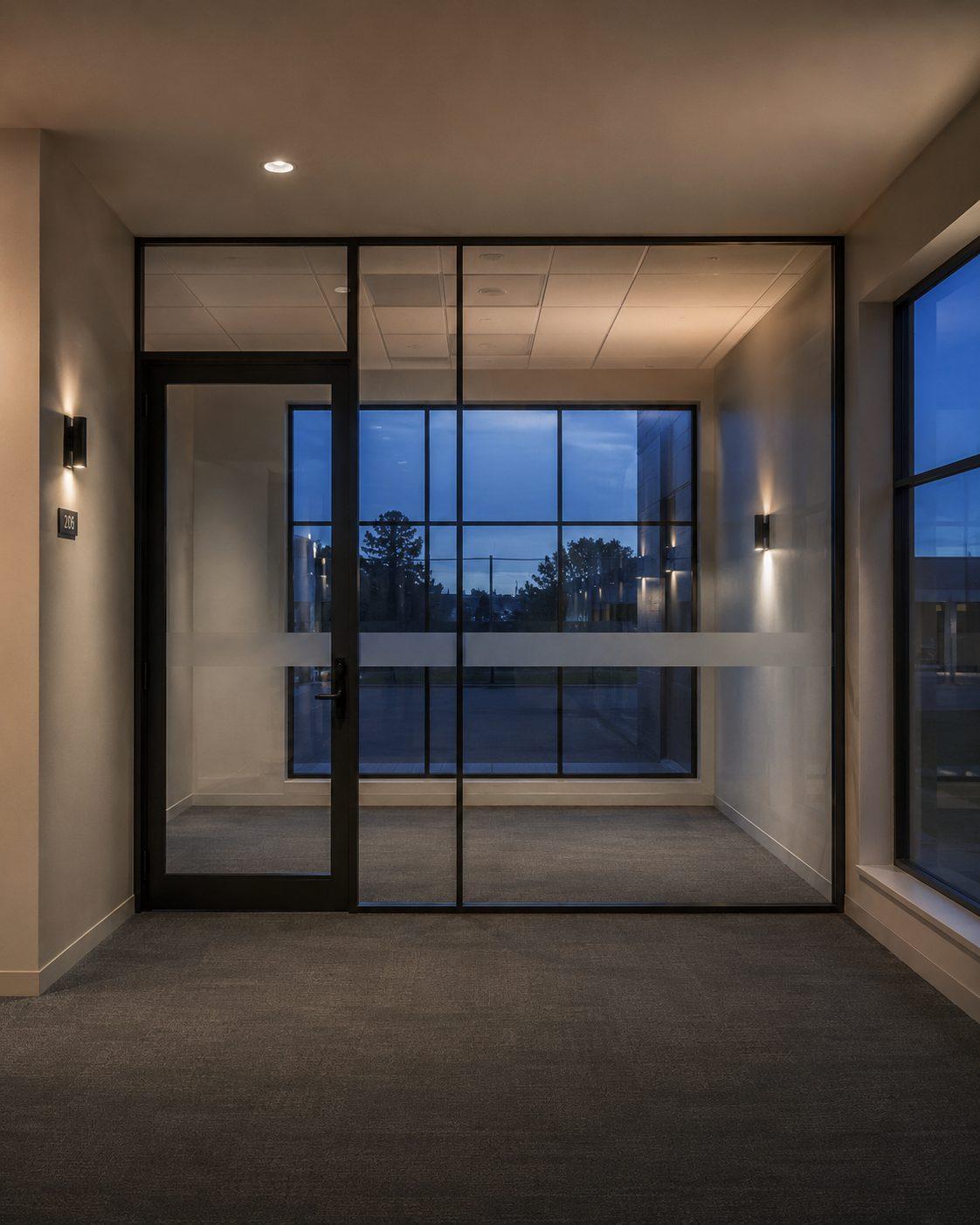 Commercial office suite following scheduled maintenance